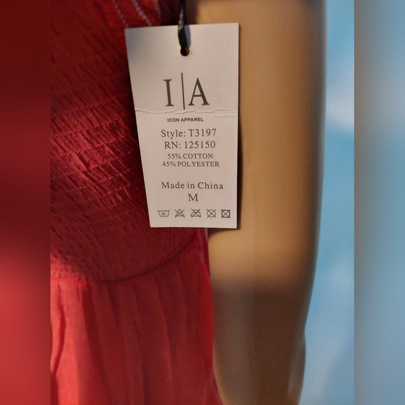 Statement Red: Icon Apparel's Vibrant Short-Sleeve Dress in Size M - Picture 15 of 16